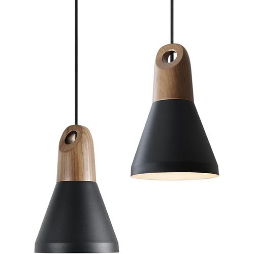 Kal-Suspension Bois,Lampe À Suspendre Vintage Métal Industriel,Suspension Luminaire Rétro Noir,Lampe Pour Chambre À Coucher Restaurant Bars Cafés, 2 Pack