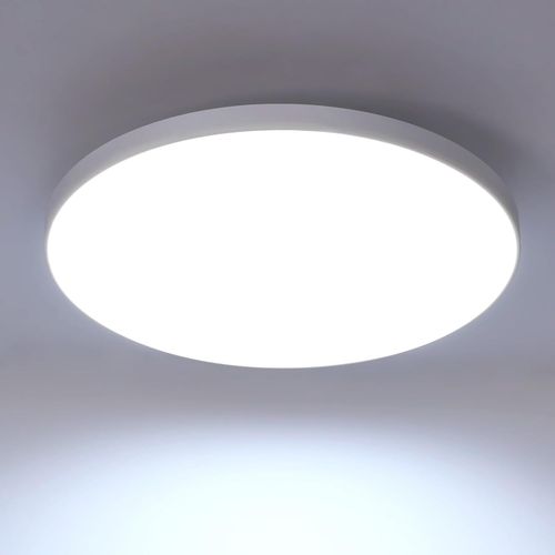 KAL-Plafonnier Led 24W, Blanc Luminaire Plafonnier Salle De Bain 2700Lm 6500K, Moderne Rond Lampe De Plafond Pour Chambre À Coucher Cuisine Intérieur, Étanche Ip54, 27Cm