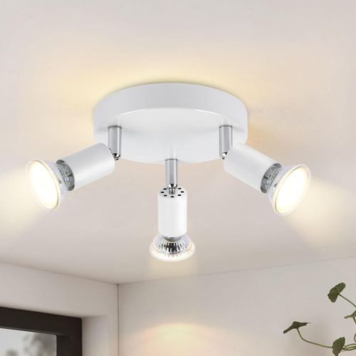 KAL-Spot De Plafond Plafonnier Led Gu10 - Lampe De Cuisine 3 Ampoules Lampe De Chambre Ronde Lampe De Couloir Moderne Spots De Plafond 350° Pour Cuisines Couloir Chambre Salon - Sans Ampoule Blanc