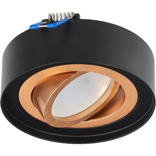 KAL-Spot Plafonnier Encastré Rond Noir Et Or Skand Mini Orientable - Spot En Aluminium Compatible Avec Douille Gu10 - Applique De Plafond Ø95X30Mm Mm Pour Salon, Cuisine, Couloir, Bureau