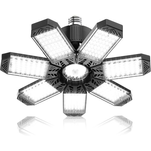 Kal-200w Éclairage Led Garage - 20000lm Puissant Plafonnier Led Garage À 7 Panneaux Ajustables, 6500k Lampe Garage E26 / E27 Plafonnier Led Pour Garages, Entrepôt, Cave, Atelier