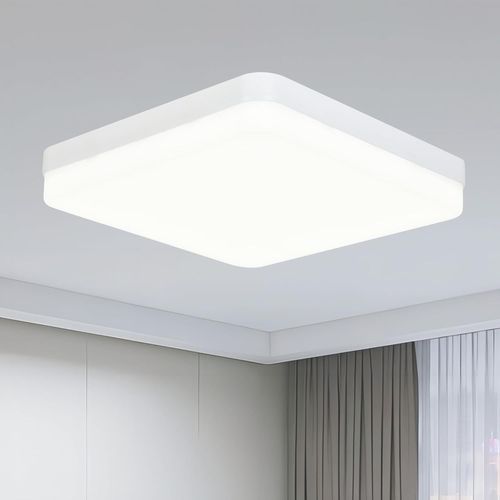 KAL-Plafonnier Led 36W, 4000K 4500Lm Super Lumineux Blanc Neutre Ip44 Lampe De Salle De Bain Carrée Étanche, Plafonnier Pour Cuisine Couloir Chambre Sous-Sol Balcon, Ø23Cm
