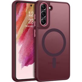 Coque Pour Samsung Galaxy S21 Fe Magnétique Etui Avec Protection Antichoc De Grade Militaire,Dos Mat Grivé Translucide Anti Rayures Doux Pour La Peau Housse Samsung S21 Fe 5g -Prune