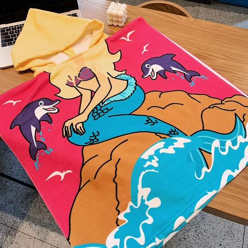 Peignoir De Bain En Coton À Capuche Pour Bébé Garçon Et Fille,Serviette De Plage Motif Dessin Everak,Cape De Dinosaure,Couverture Ronde Pour - Type Lg03
