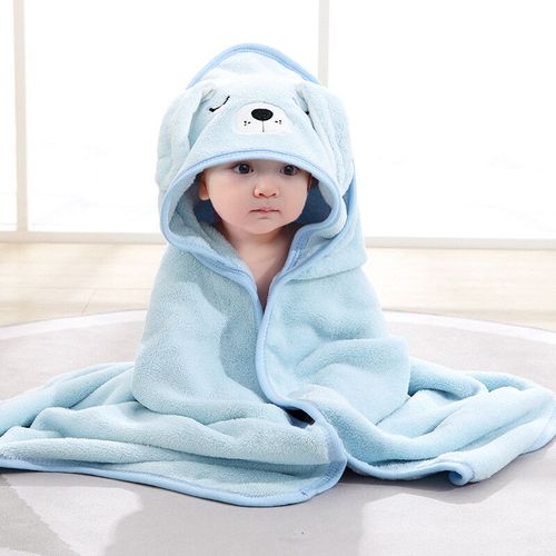 Serviettes De Bain Pour Bébé,Animaux De Dessin,Douces,À Capuche,Pour,Couverture,Peignoir Pour Tout-Petits,Lange D'emmaillotage Chaud Pour Garçons Et Filles - Type Blue Dog