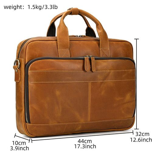 Sac à Main en Cuir group de Vache pour Homme,Étui à Bombes,PC de 16 Pouces,pour Ordinateur Portable,de Bureau - Brown-big size