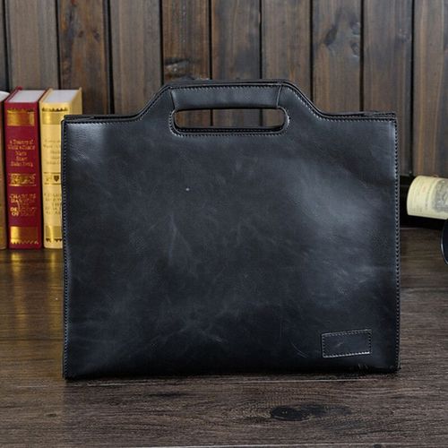 Mallette d'affaires en cuir pour hommes,sac à main Portable de voyage,solide et décontracté,sacoche à bandoulière,grand sac d'ordinateur Portable de bureau XA219C - Black