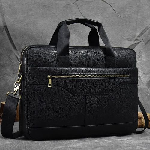 Luufan-Sac à main d'affaires en cuir véritable pour homme,sac pour ordinateur portable 15 ",étui à bombes pour homme,sac pour document A4,message lancé,sac d'ordinateur,fourre-tout de - Design2-balck