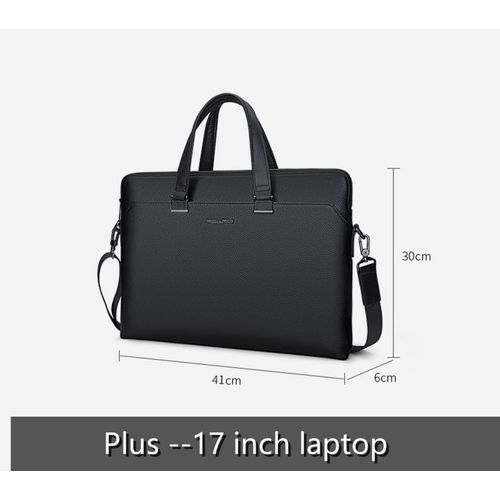 mallette d'affaires en cuir pour hommes,sac à bandoulière pour mari,porte-documents pour ordinateur portable de 15 pouces,sac à main de grande capacité - Black Plus