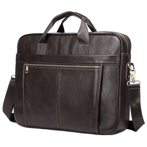 WESTAL-Sacoche pour ordinateur portable en cuir véritable pour homme,sac messager pour document,étuis à bombes informatiques,17 pouces - 17in-5013-coffee