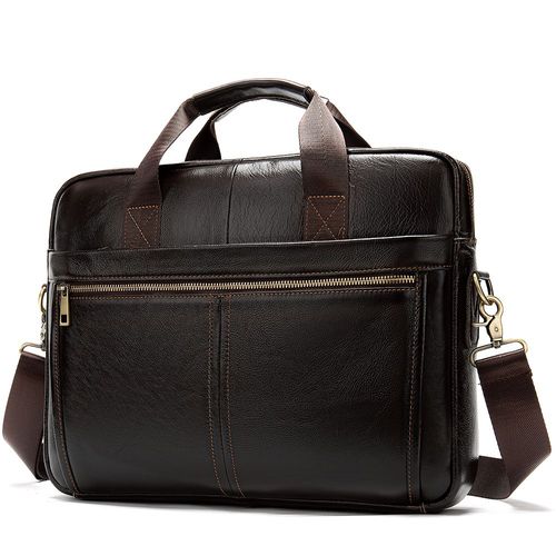 WESTAL-Sacoche pour ordinateur portable en cuir véritable pour homme,sac messager pour document,étuis à bombes informatiques,17 pouces - 14in-8572-darkcoffee