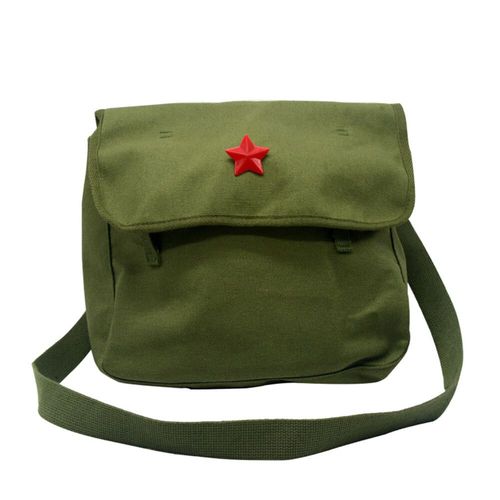 Petit sac messager à l'ancienne,armée chinoise,guerre du Vietnam,vintage,poudres de toile,étoile rouge,cartable militaire,randonnée,chasse - bag and red star