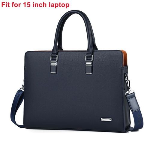 sacs à bandoulière en cuir pour hommes,sac à main de bonne qualité pour Macbook HP DELL 14 15.6 pouces,sac de travail pour ordinateur portable,mallette d'affaires - Blue-15inch
