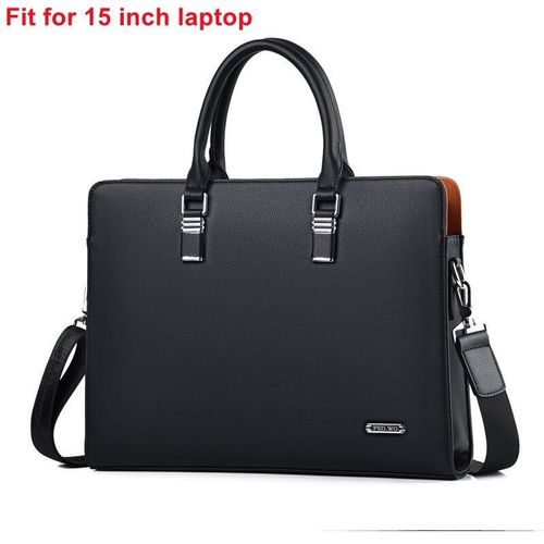 sacs à bandoulière en cuir pour hommes,sac à main de bonne qualité pour Macbook HP DELL 14 15.6 pouces,sac de travail pour ordinateur portable,mallette d'affaires - Black-15inch