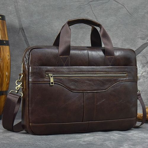 Luufan-Sac à main d'affaires en cuir véritable pour homme,sac pour ordinateur portable 15 ",étui à bombes pour homme,sac pour document A4,message lancé,sac d'ordinateur,fourre-tout de - Design2-brown