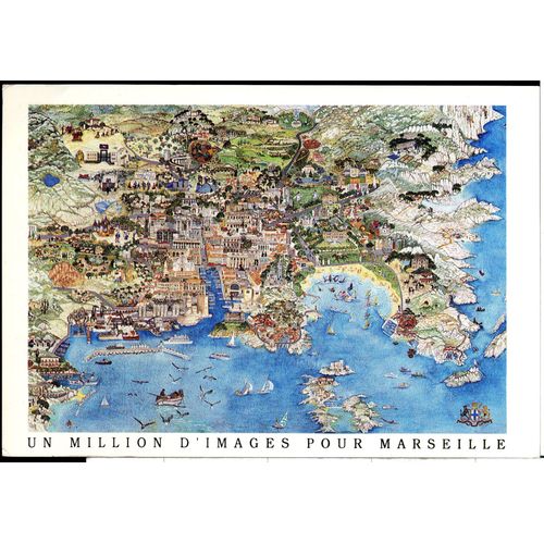 Carte Postale Marseille Touristique, Peinture De Marie Eva Gastaud