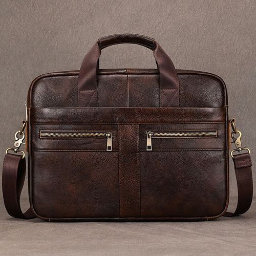 Luufan-Sac à main d'affaires en cuir véritable pour homme,sac pour ordinateur portable 15 ",étui à bombes pour homme,sac pour document A4,message lancé,sac d'ordinateur,fourre-tout de - Design1-brown