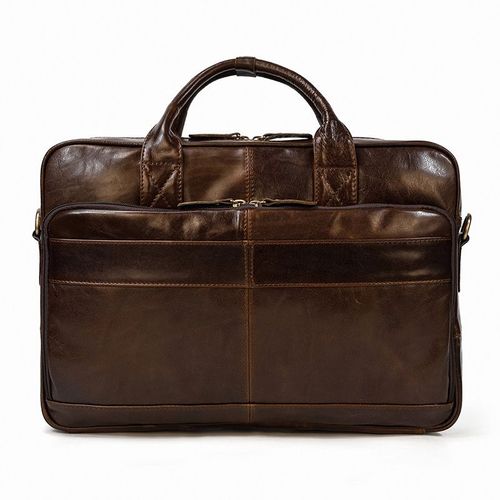 CommPiedmont-Sac à main en cuir véritable pour homme,Bombs Case,ELI Horse Bombs Cases,Sauna Coat,Cuir de vachette,Ordinateur 14 ",Business Bag - 3319-Oil Skin Coffe