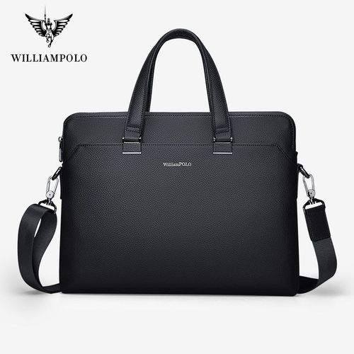 mallette d'affaires en cuir pour hommes,sac à bandoulière pour mari,porte-documents pour ordinateur portable de 15 pouces,sac à main de grande capacité - Black