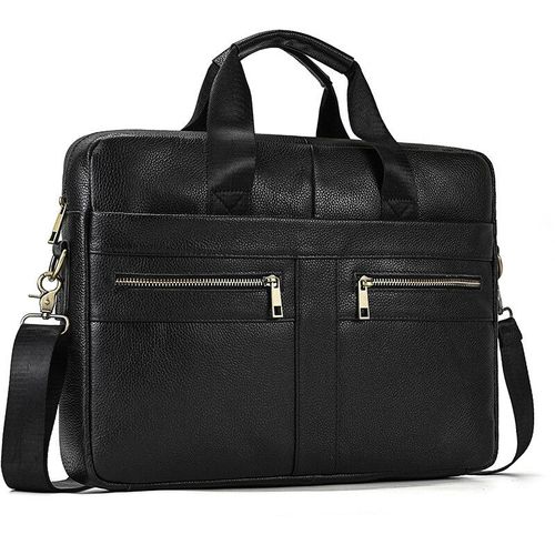 Luufan-Sac à main d'affaires en cuir véritable pour homme,sac pour ordinateur portable 15 ",étui à bombes pour homme,sac pour document A4,message lancé,sac d'ordinateur,fourre-tout de - Design1-balck