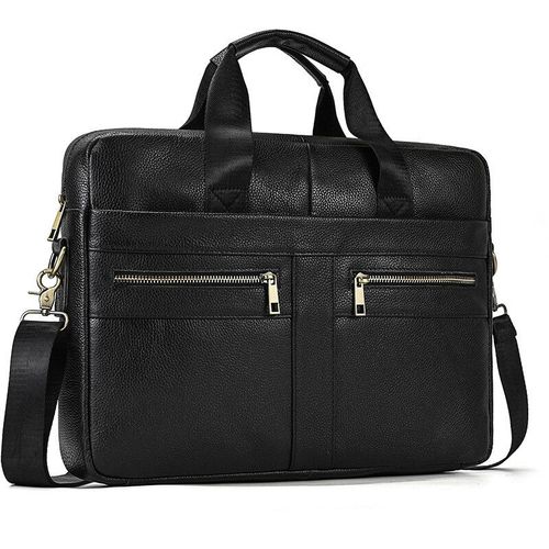 Luufan-Sac à main d'affaires en cuir véritable pour homme,sac pour ordinateur portable 15 ",étui à bombes pour homme,sac pour document A4,message lancé,sac d'ordinateur,fourre-tout de - Design1-balck