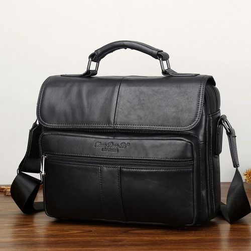 Étui à Bombes en Cuir group pour Homme,Sac à Main de Luxe Vintage,en Cuir de Vache,Fourre-Tout,Soubrette d'Affaires,Bandoulière Latérale - Black