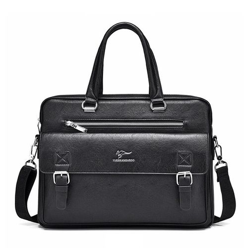 Sac à Main en Cuir pour Homme,Étui à Bombes,Fourre-Tout pour Ordinateur Portable de 15 Pouces,pour le Bureau,Sacoche Latérale à Bandoulière - black