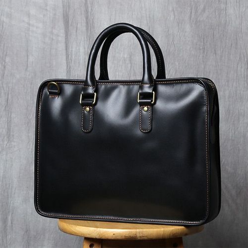 NZPJ-Sac à Main Vintage en Cuir group pour Homme,Étui à Bombes,Cuir de Vache Naturel,Sac à Bandoulière Décontracté,Ordinateur,Convient pour Lapmedication 14 Pouces - Black