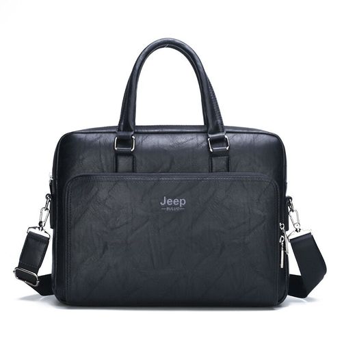 Guitar EP BULUO-Sac à main en croûte de cuir pour homme,sacoche de grande capacité pour ordinateur portable de 14 pouces,étuis à bombes pour bureau,haute qualité - Black