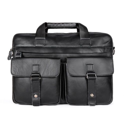 porte-documents en cuir véritable pour hommes,sac pour ordinateur portable 15.6 pouces,sacoche de bureau pour documents d'affaires,sac à bandoulière - black