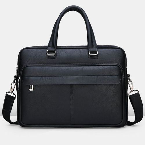 Étui à Bombes en Cuir PU pour Homme,Sac à Main pour Ordinateur Portable,Dossier lancé au Bureau,Vintage,Sacoche à Bandoulière,Portefeuille de Styliste - Black