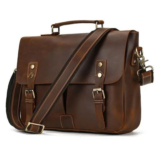 Sac à main Bombes Case en cuir véritable pour hommes,sac à documents A4,cuir de vache souple pour homme,sac pour ordinateur portable lancé,sac d'ordinateur d'affaires - Brown