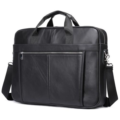WESTAL-Sacoche pour ordinateur portable en cuir véritable pour homme,sac messager pour document,étuis à bombes informatiques,17 pouces - 14in-8572-black