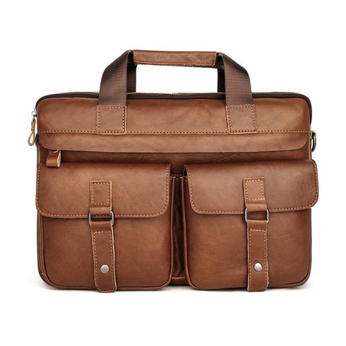 porte-documents en cuir véritable pour hommes,sac pour ordinateur portable 15.6 pouces,sacoche de bureau pour documents d'affaires,sac à bandoulière - brown