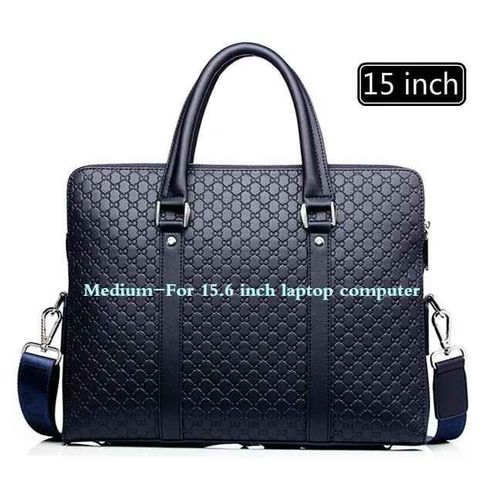 Sac à main en cuir pour hommes,fourre-tout d'affaires,sacs latéraux de marque de luxe,étui Bombes exécutif,sacs pour ordinateur portable pour hommes,valise - Blue-15 inch
