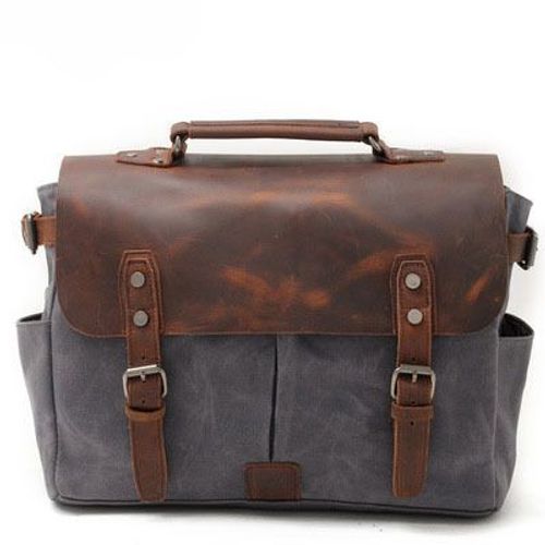 Grand étui à bombes en cuir véritable pour homme,sac à main Messenger,étui à bombes pour ordinateur portable 13 ",sac en toile,sac à bandoulière,multifonction,lancé - Grey