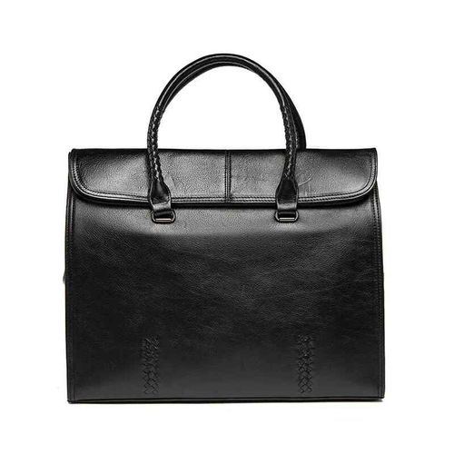 Sac à Main Tissé en Cuir group pour Homme,Étui à Bombes d'Affaires Haut de Gamme,Design de Niche,Sacoche pour Ordinateur Portable,Grande Capacité,Première Couche en Cuir de Vache - Black