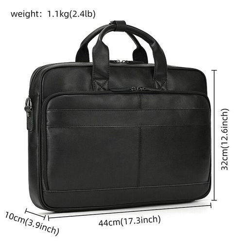 Newsbirds-Sac à main en cuir véritable pour hommes,sac à bandoulière Messenger Business,sac pour ordinateur portable 15.6 pouces,sacs à main pour hommes,couches - Black2(44cm)
