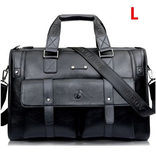 Crossten-Sac à main en cuir de grande capacité pour homme,sacoche d'affaires,sac de voyage vintage initié,sacs pour ordinateur portable 17 pouces - Black L