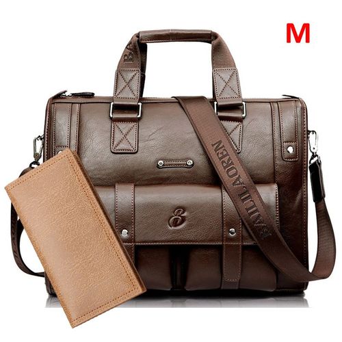 Crossten-Sac à main en cuir de grande capacité pour homme,sacoche d'affaires,sac de voyage vintage initié,sacs pour ordinateur portable 17 pouces - Light brown set M