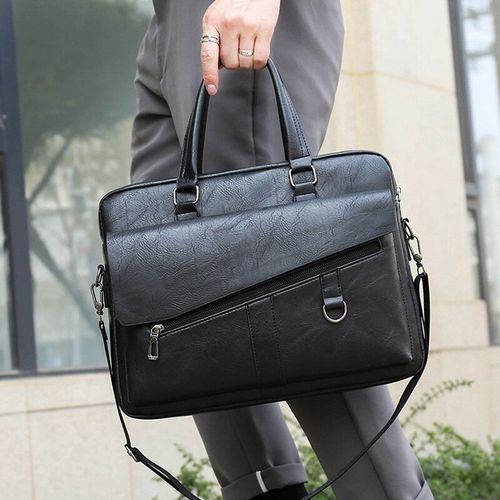 Grand sac à main en cuir PU Bombes pour hommes,sac à main pour ordinateur,ordinateur portable,document lancé,messager d'affaires,fourre-tout à bandoulière,sac latéral masculin - Black