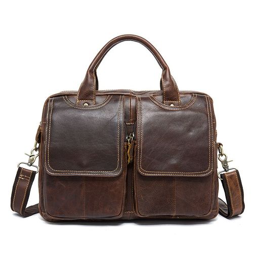 WESTAL-Sac en cuir véritable pour homme,mallette pour ordinateur portable,sacs de bureau pour documents,mallette d'affaires,sac à main - 8002-redbrown