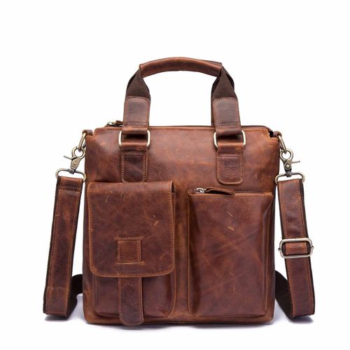 Porte-documents en cuir véritable pour homme,mallette d'affaires décontractée pour ordinateur portable de 12 pouces,fourre-tout,sacoche malette,b259-dc - brown