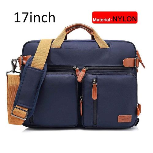 Mallette Convertible de 17 pouces pour hommes,sac à main d'affaires,sacoche pour ordinateur portable,sacs de voyage multifonctionnels pour hommes de grande taille - Blue nylon 17 inch