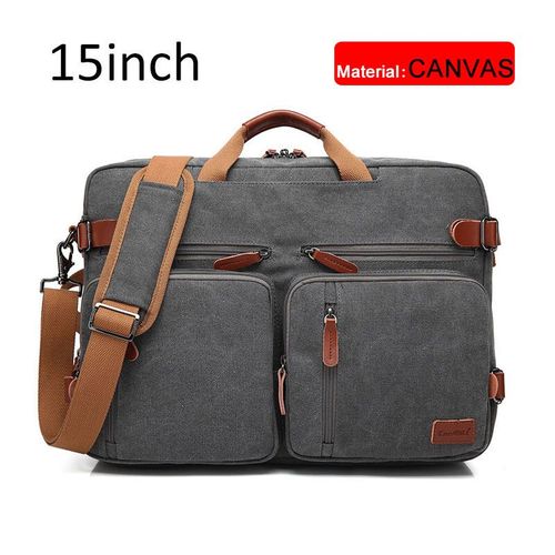 Mallette Convertible de 17 pouces pour hommes,sac à main d'affaires,sacoche pour ordinateur portable,sacs de voyage multifonctionnels pour hommes de grande taille - Dark gray canvas 15