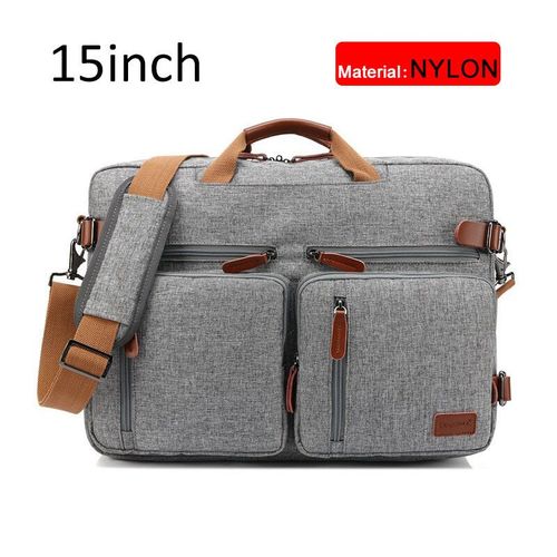 Mallette Convertible de 17 pouces pour hommes,sac à main d'affaires,sacoche pour ordinateur portable,sacs de voyage multifonctionnels pour hommes de grande taille - Gray nylon 15 inch