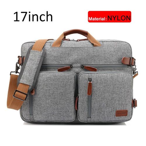 Mallette Convertible de 17 pouces pour hommes,sac à main d'affaires,sacoche pour ordinateur portable,sacs de voyage multifonctionnels pour hommes de grande taille - Gray nylon 17 inch