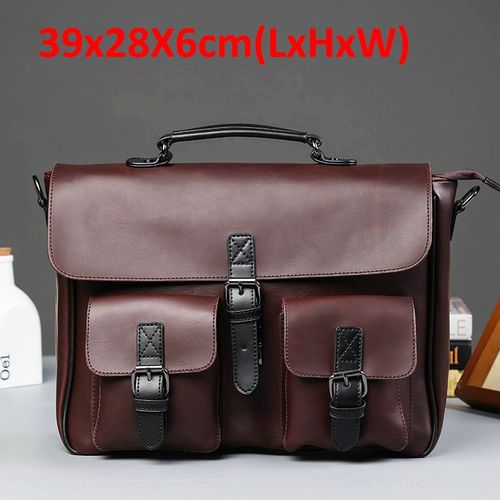Porte-documents en cuir noir pour hommes,sac à main d'affaires,sacoches Vintage,sac à bandoulière pour hommes,grands sacs de voyage pour ordinateur portable,tendance - Coffee B