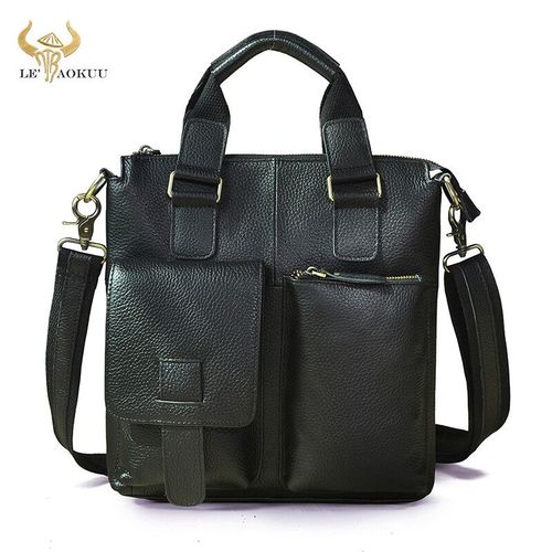 Porte-documents en cuir véritable pour homme,mallette d'affaires décontractée pour ordinateur portable de 12 pouces,fourre-tout,sacoche malette,b259-dc - black