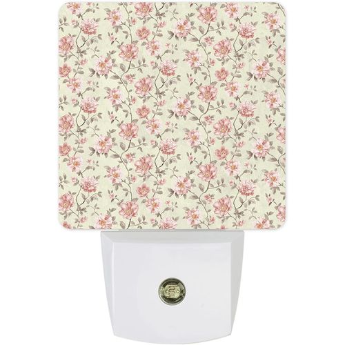 Magnolia Flower Élégante Veilleuse Led Florale Rose Folwer Avec Capteurs Du Crépuscule À L'aube, Veilleuse De Chambre À Coucher